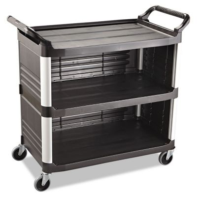 Rubbermaid 300 lb. Capacity Xtra Utility Cart, Three-Shelf, 20 in. x 40.63 in. x 37.8 in., Black -  FG409300BLA