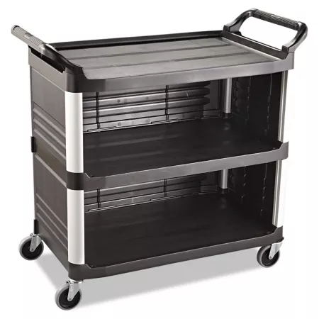 Rubbermaid Xtra Utility Cart 300 lb Capacity Three Shelves 20 in x 40.63 in x 37.8 in Black Utility Carts