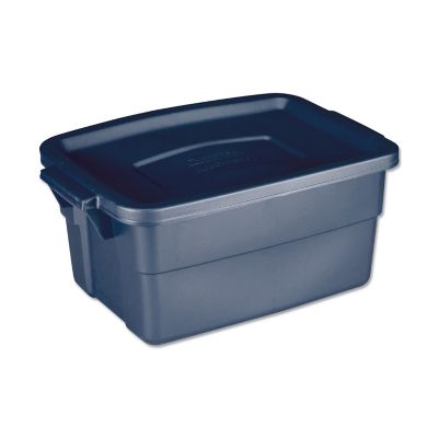 Rubbermaid Roughneck Storage Box, 3 gal. Volume, Dark Indigo Metallic