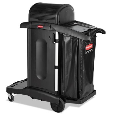 Rubbermaid Executive High Security Janitorial Cleaning Cart, 23.1 in. x 39.6 in. x 27.5 in., Black