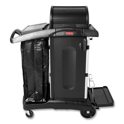 Image showing 6 th Rubbermaid Executive High Security Janitorial Cleaning Cart, Black