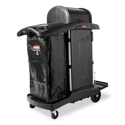 Image showing 8 th Rubbermaid Executive High Security Janitorial Cleaning Cart, Black