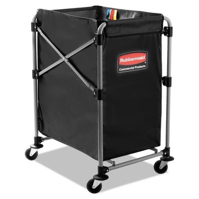 Rubbermaid 220 lb. Capacity Collapsible X-Cart, Steel, Four Bushel Cart, 20.33 in. x 24.1 in. x 34 in., Black/Silver
