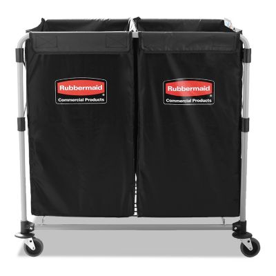 Rubbermaid 220 lb. Capacity Collapsible X-Cart, Steel, 2 to 4 Bushel Cart, 24.1 in. x 35.7 in. x 34 in., Black/Silver