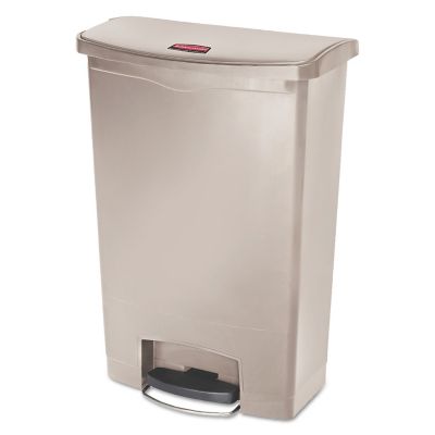 Rubbermaid 24 gal. Slim Jim Resin Step-On Trash Container, Front Step Style, Beige