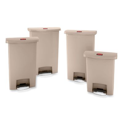 Image showing  24 gal. Slim Jim Resin Front Step-On Trash Container, Beige