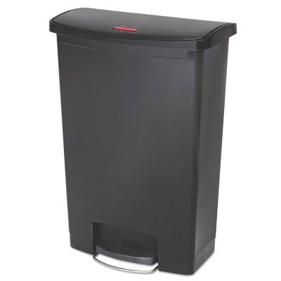 Rubbermaid 24 gal. Slim Jim Resin Step-On Trash Container, Front Step Style, Black -  Rubbermaid Commercial Products, 1883615