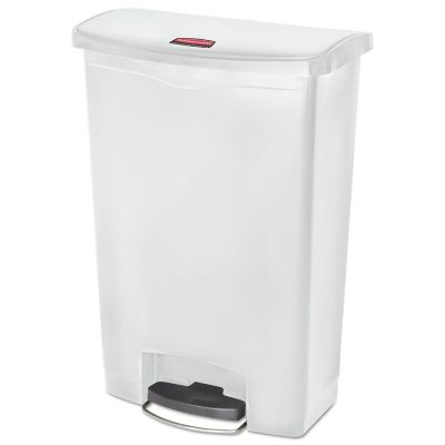 Rubbermaid 24 gal. Slim Jim Resin Step-On Trash Container, Front Step Style, White