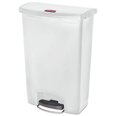 Rubbermaid 24 gal. Slim Jim Resin Step-On Trash Container, Front Step Style, White