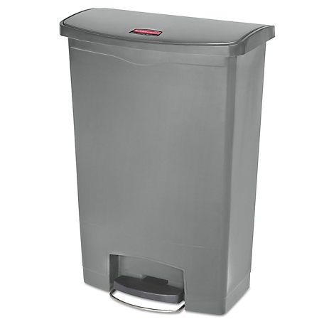 Rubbermaid 24 gal. Slim Jim Resin Step-On Trash Container, Front Step Style, Gray