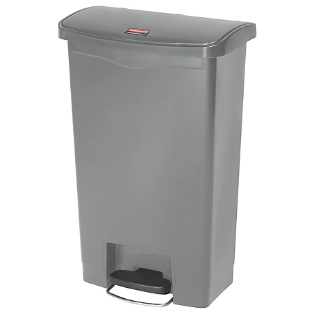 Rubbermaid 13 gal. Slim Jim Resin Step-On Trash Container, Front Step Style, Gray