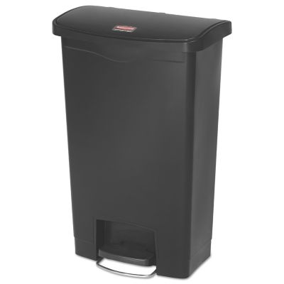 Rubbermaid 13 gal. Slim Jim Resin Step-On Trash Container, Front Step Style, Black -  Rubbermaid Commercial Products, RCP1883611