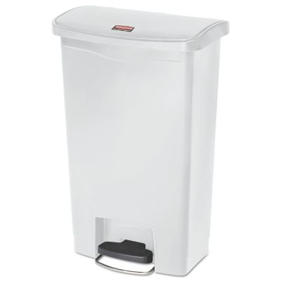 Rubbermaid 13 gal. Slim Jim Resin Front Step-On Trash Container, White