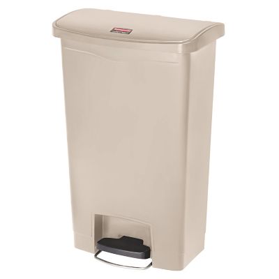 Rubbermaid 13 gal. Slim Jim Resin Step-On Trash Container, Front Step Style, Beige