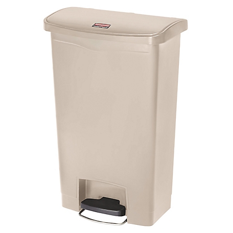 Rubbermaid 13 gal. Slim Jim Resin Step-On Trash Container, Front Step Style, Beige