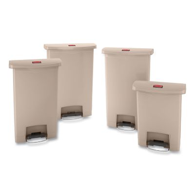 Image showing  13 gal. Slim Jim Resin Front Step-On Trash Container, Beige
