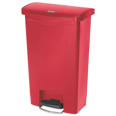 Rubbermaid 13 gal. Slim Jim Resin Step-On Trash Container, Front Step Style, Red