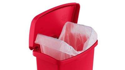 Image showing  13 gal. Slim Jim Resin Front Step-On Trash Container, Red