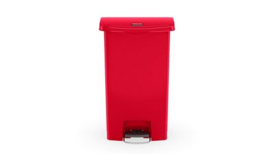 Image showing  13 gal. Slim Jim Resin Front Step-On Trash Container, Red