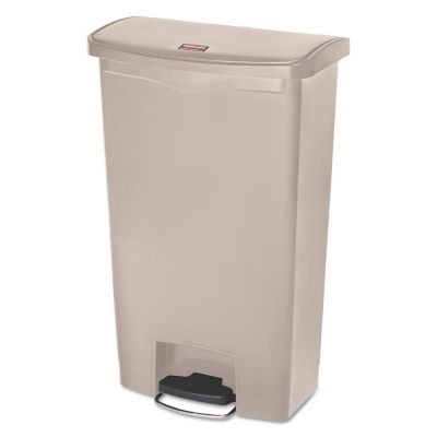 Rubbermaid 18 gal. Slim Jim Resin Step-On Trash Container, Front Step Style, Beige -  RCP1883460