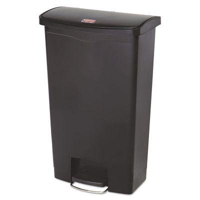 Rubbermaid 18 gal. Slim Jim Resin Step-On Trash Container, Front Step Style, Black -  Rubbermaid Commercial Products, RCP1883613