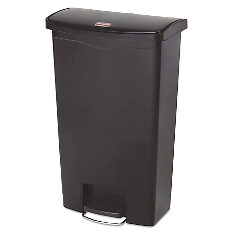 Rubbermaid 18 gal. Slim Jim Resin Step-On Trash Container, Front Step Style, Black
