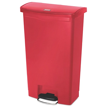 Rubbermaid 18 gal. Slim Jim Resin Step-On Trash Container, Front Step Style, Red