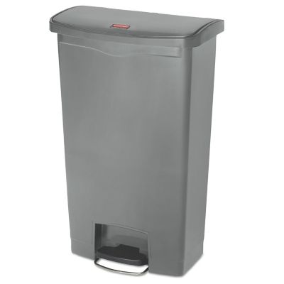 Rubbermaid 18 gal. Slim Jim Resin Step-On Trash Container, Front Step Style, Gray