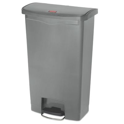 Rubbermaid 18 gal. Slim Jim Resin Front Step-On Trash Container, Gray
