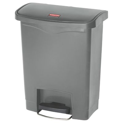 Rubbermaid 8 gal. Slim Jim Resin Step-On Trash Container, Front Step Style, Gray -  1883600