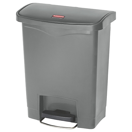 Rubbermaid 8 gal. Slim Jim Resin Step-On Trash Container, Front Step Style, Gray