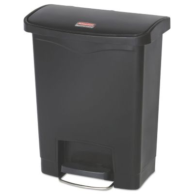 Rubbermaid 8 gal. Slim Jim Resin Step-On Trash Container, Front Step Style, Black