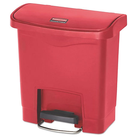 Rubbermaid 4 gal. Slim Jim Resin Step-On Trash Container, Front Step Style, Red