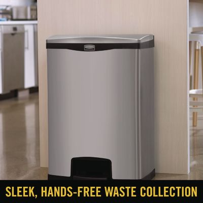 Image showing 6 th Rubbermaid 13 gal. Slim Jim Stainless Steel End Step-On Container, Black