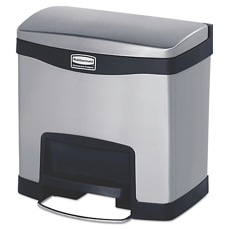 Rubbermaid 4 gal. Slim Jim Stainless Steel Step-On Trash Container, End Step Style, Black