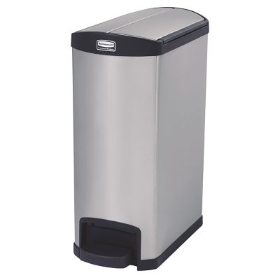Rubbermaid 13 gal. Slim Jim Stainless Steel Step-On Trash Container, End Step Style, Black -  Rubbermaid Commercial Products, RCP1901993