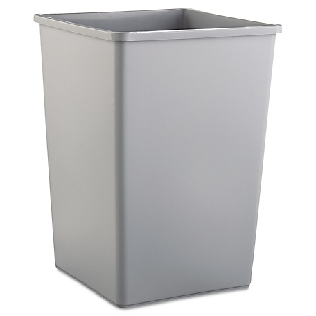Rubbermaid 35 gal. Untouchable Square Waste Receptacle, Gray, Plastic
