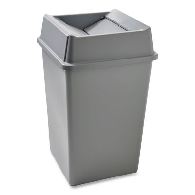 Image showing  35 gal. Untouchable Square Plastic Waste Receptacle, Gray