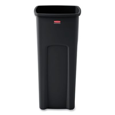 Rubbermaid 23 gal. Untouchable Square Waste Receptacle, Black, Plastic