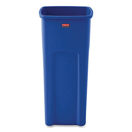 Rubbermaid 23 gal. Recycled Untouchable Square Recycling Container, Blue, Plastic