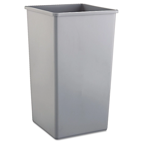 Rubbermaid 50 gal. Untouchable Square Waste Receptacle, Gray, Plastic