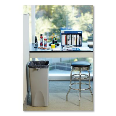 Image showing  23 gal. Untouchable Square Plastic Waste Receptacle, Beige