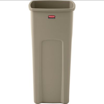 Image showing  23 gal. Untouchable Square Plastic Waste Receptacle, Beige