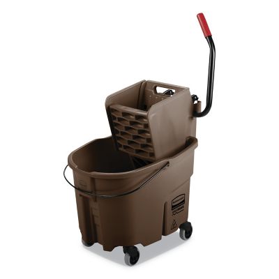 Rubbermaid 35 qt. WaveBrake 2.0 Mop Bucket with Wringer Combo, Side-Press, Brown, Plastic -  RCP758088BN