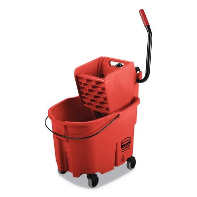 Rubbermaid 35 qt. WaveBrake 2.0 Mop Bucket with Wringer Combo, Side-Press, Red, Plastic -  RCPFG758888RED