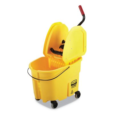 Rubbermaid 35 qt. WaveBrake 2.0 Mop Bucket with Wringer Combo, Down-Press, Yellow, Plastic, RCPFG757788YEL