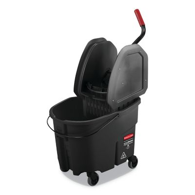 Rubbermaid 35 qt. WaveBrake 2.0 Mop Bucket with Wringer Combo, Down-Press, Black, Plastic