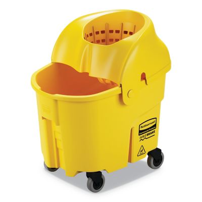 Rubbermaid 35 qt. WaveBrake 2.0 Mop Bucket with Wringer Combo, Down-Press, Yellow, Plastic, RCPFG759088YEL