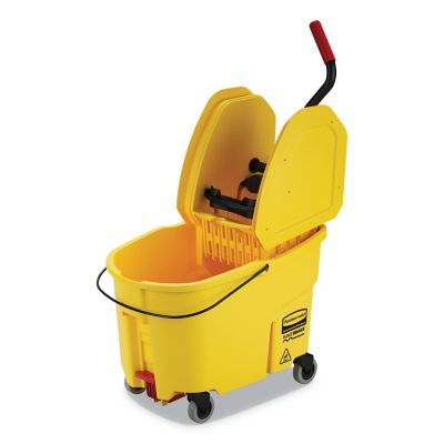 Rubbermaid 44 qt. WaveBrake 2.0 Mop Bucket with Wringer Combo, Down-Press, Yellow, Plastic