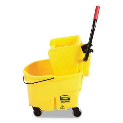 Rubbermaid 26 qt. WaveBrake 2.0 Mop Bucket with Wringer Combo, Side-Press, Yellow, Plastic -  RCPFG748000YEL